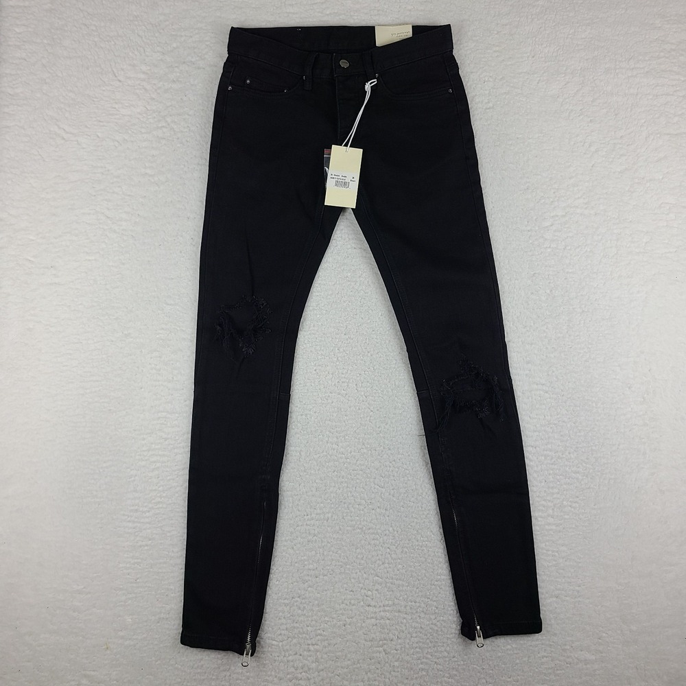 Mnml Jeans Mens 28x32 Black Wash Denim Tapered‎ Ankle Zips Button Fly NWT NEW
